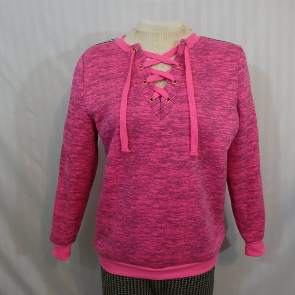 NWT 🆕️ MIKK Athletica Fleece Pullover Laced Yoga Top - Picture 3 of 15